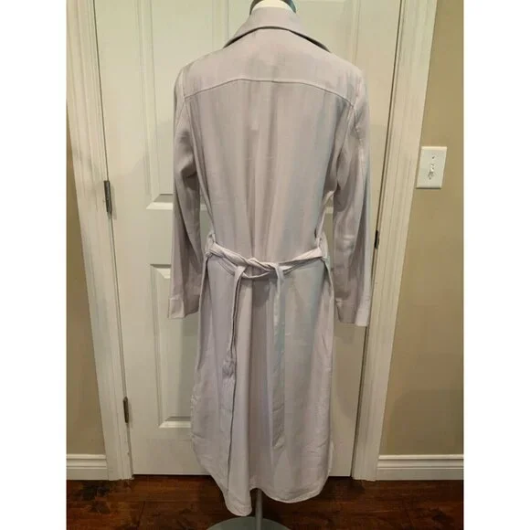 Gentle Fawn Gray Double Breasted Belted Long Trench Coat, Size S - Picture 7 of 10